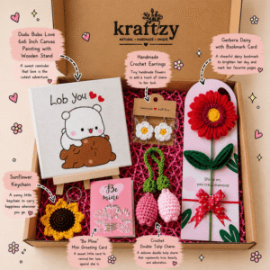 Cute Dudu Bubu Couple Love You Curated Gift Box – Romantic Crochet Crafts & Mini Canvas Set